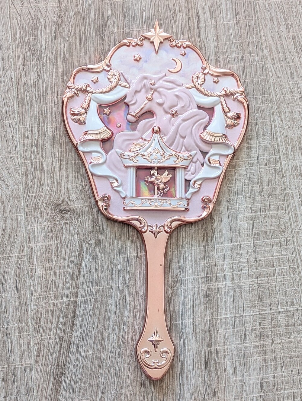 Flower Knows Knight Unicorn Hand Mirror Starlight Pink Rose Gold